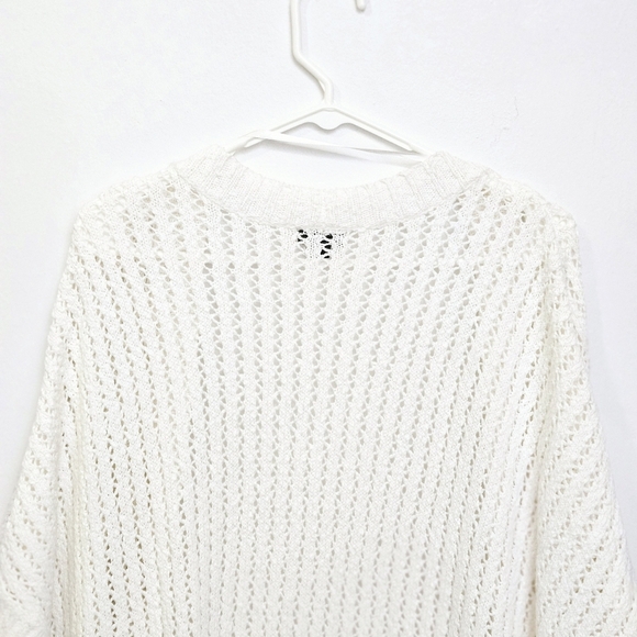 Torrid Women's Open Knit Crochet Cardigan White Sweater Top SZ Plus 1/2X Stretch - Picture 14 of 14